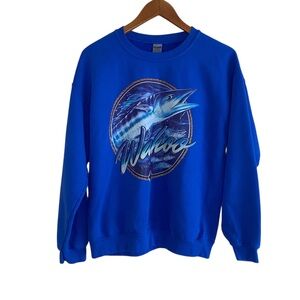 Y2K Gilden Wahoo Sweatshirt Men Medium Blue Fishing Saltwater Gorpcore Grandpa